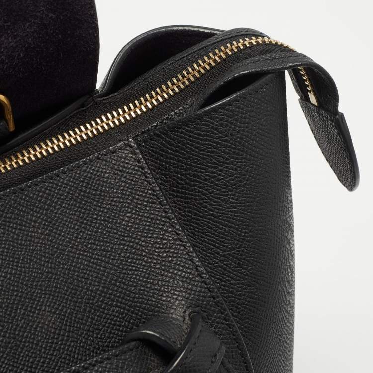 Pre Owned Celine Black Leather Micro Belt Top Handle Bag