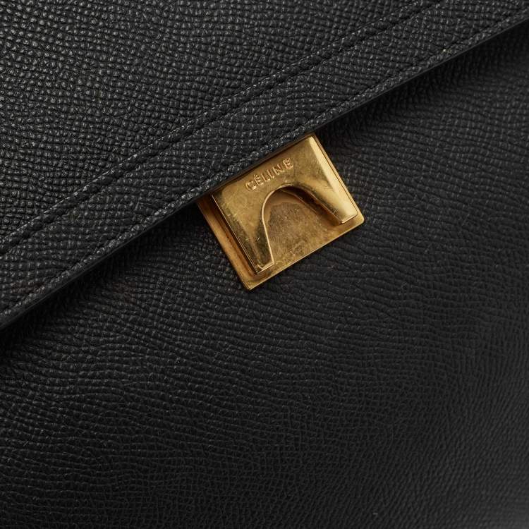 Pre Owned Celine Black Leather Micro Belt Top Handle Bag