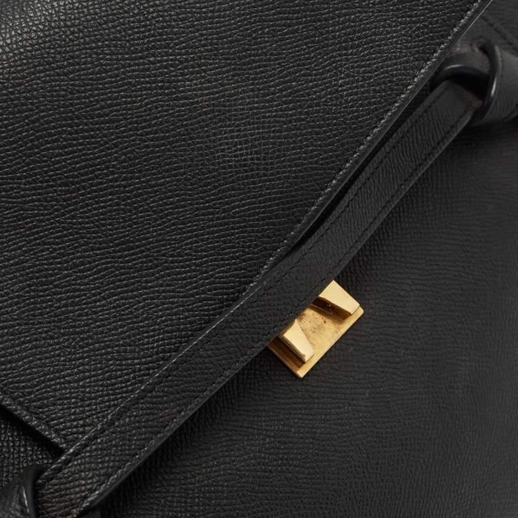 Pre Owned Celine Black Leather Micro Belt Top Handle Bag