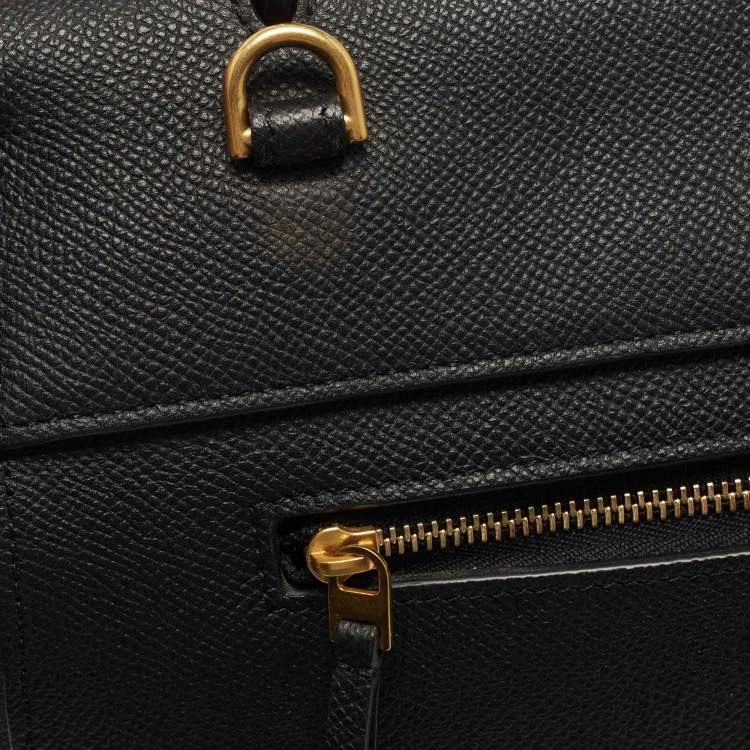 Pre Owned Celine Black Leather Micro Belt Top Handle Bag