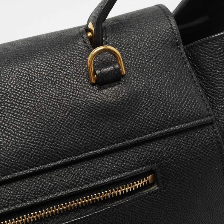 Pre Owned Celine Black Leather Micro Belt Top Handle Bag
