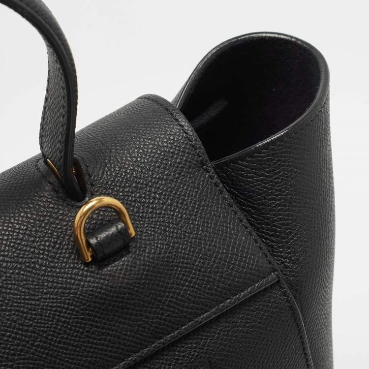 Pre Owned Celine Black Leather Micro Belt Top Handle Bag