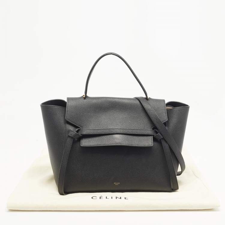 Pre Owned Celine Black Leather Micro Belt Top Handle Bag