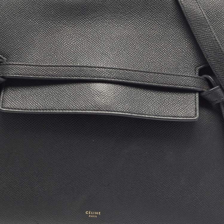Pre Owned Celine Black Leather Micro Belt Top Handle Bag