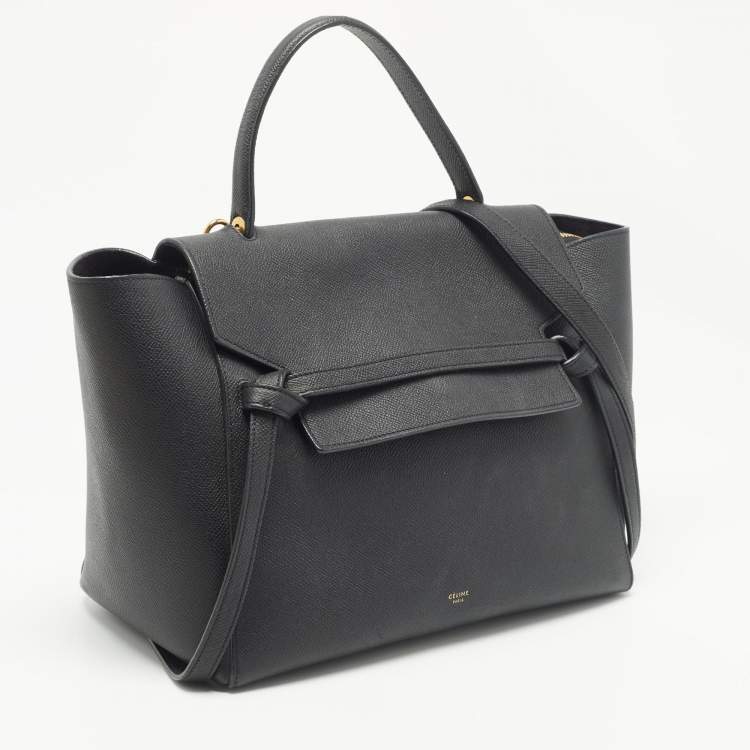 Pre Owned Celine Black Leather Micro Belt Top Handle Bag