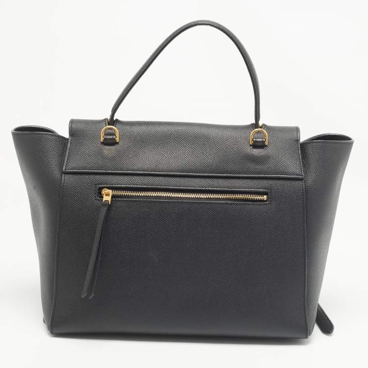 Pre Owned Celine Black Leather Micro Belt Top Handle Bag
