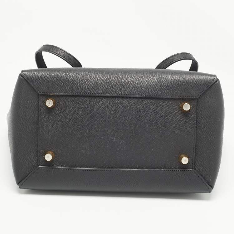Pre Owned Celine Black Leather Micro Belt Top Handle Bag