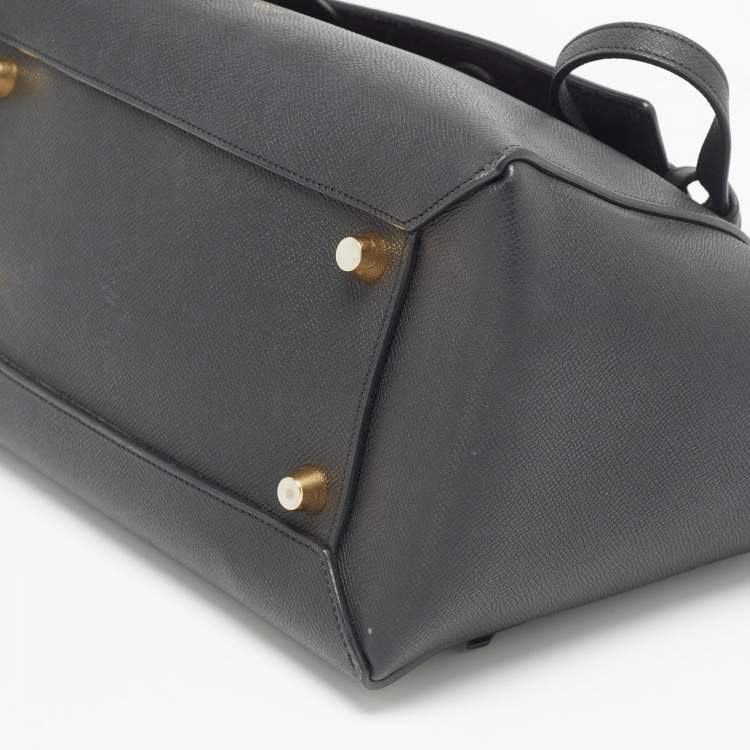Pre Owned Celine Black Leather Micro Belt Top Handle Bag