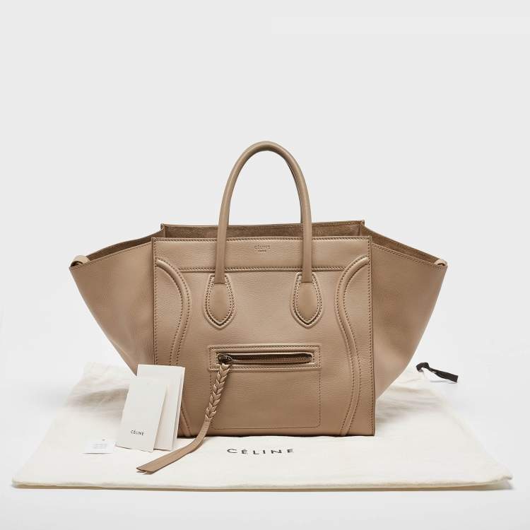 Pre Owned Celine Beige Leather Medium Phantom Luggage Tote
