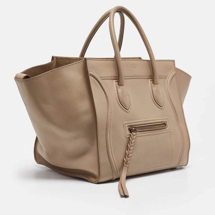 Pre Owned Celine Beige Leather Medium Phantom Luggage Tote