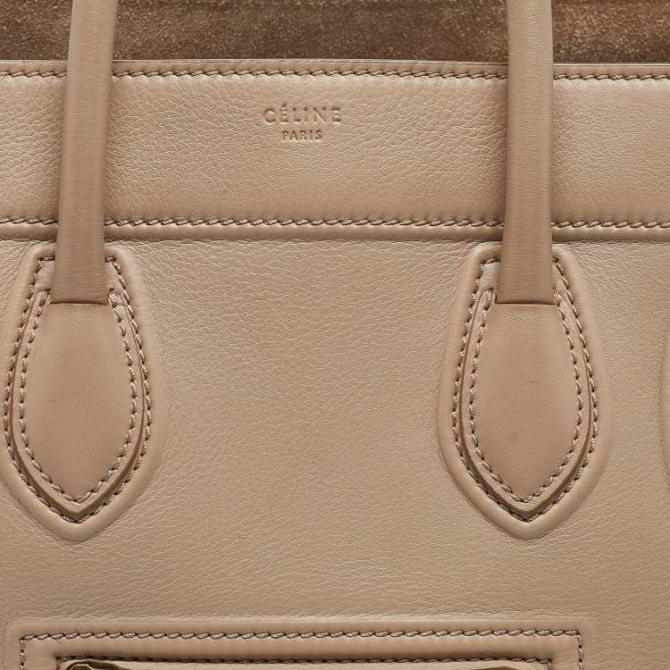 Pre Owned Celine Beige Leather Medium Phantom Luggage Tote