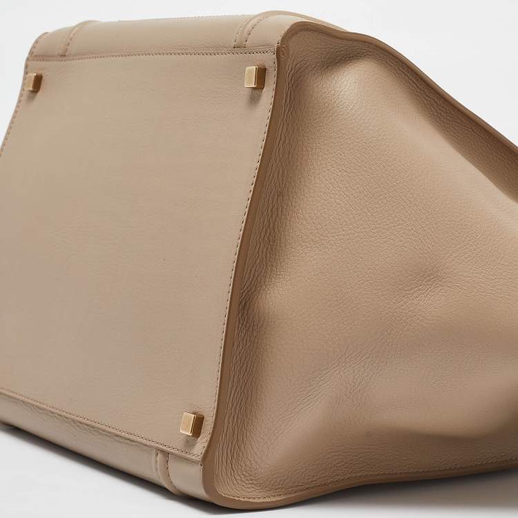 Pre Owned Celine Beige Leather Medium Phantom Luggage Tote