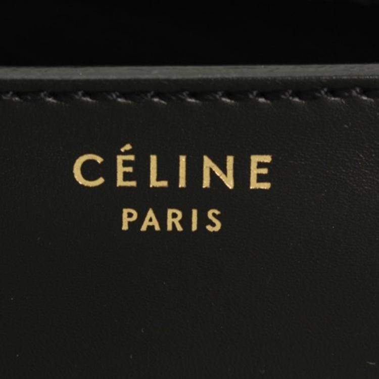 Pre Owned Celine Cream/Black Canvas and Leather Mini Luggage Tote