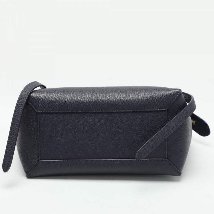 Pre Owned Celine Blue Leather Micro Belt Top Handle Bag
