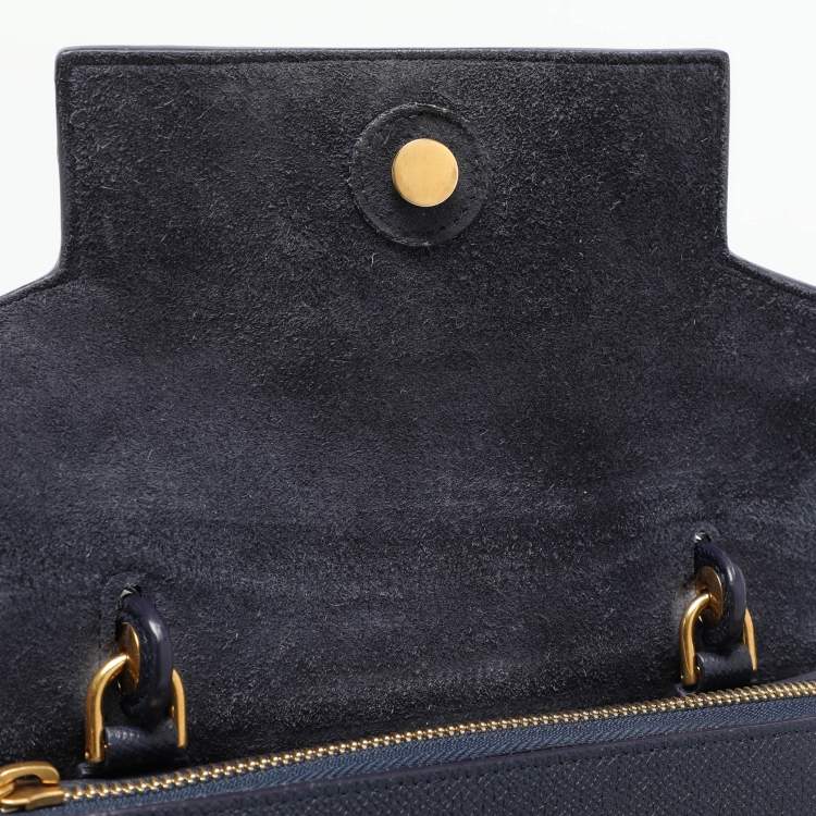 Pre Owned Celine Blue Leather Micro Belt Top Handle Bag