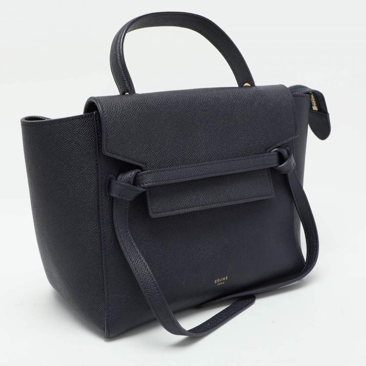 Pre Owned Celine Blue Leather Micro Belt Top Handle Bag