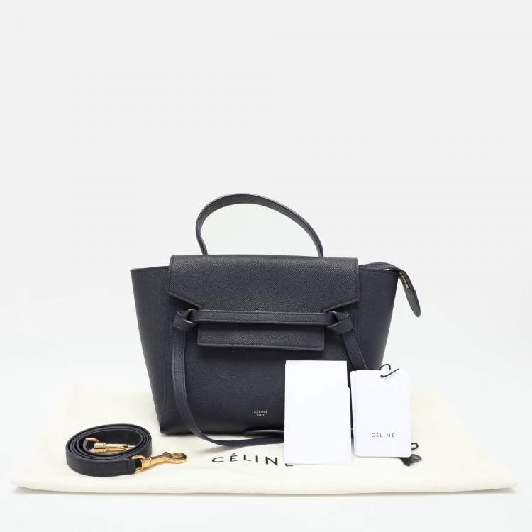 Pre Owned Celine Blue Leather Micro Belt Top Handle Bag