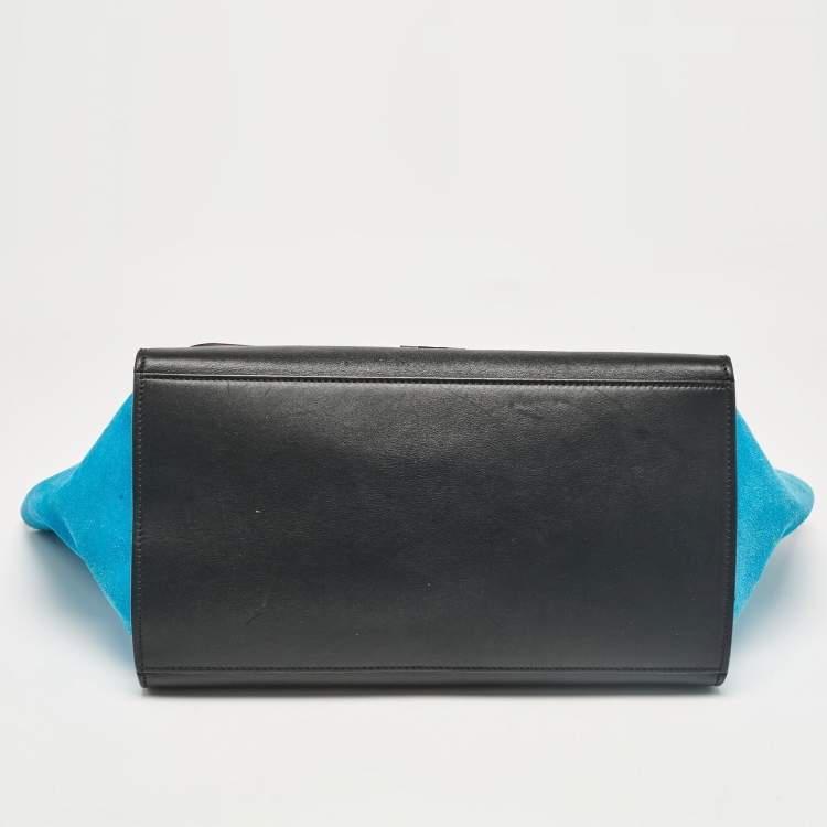 Pre Owned Celine Tricolor Leather and Suede Medium Trapeze Bag