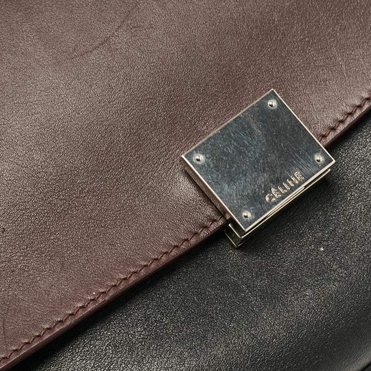 Pre Owned Celine Tricolor Leather and Suede Medium Trapeze Bag