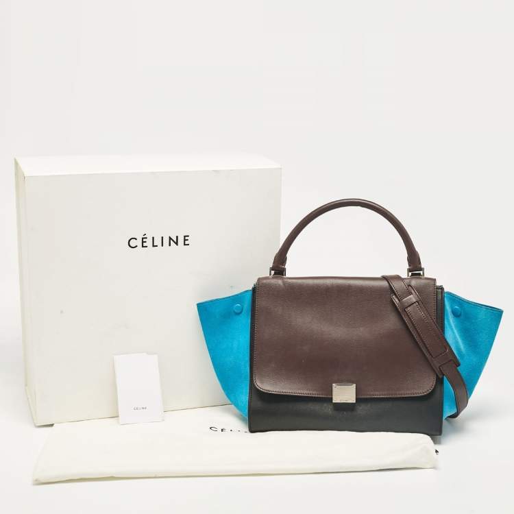 Pre Owned Celine Tricolor Leather and Suede Medium Trapeze Bag