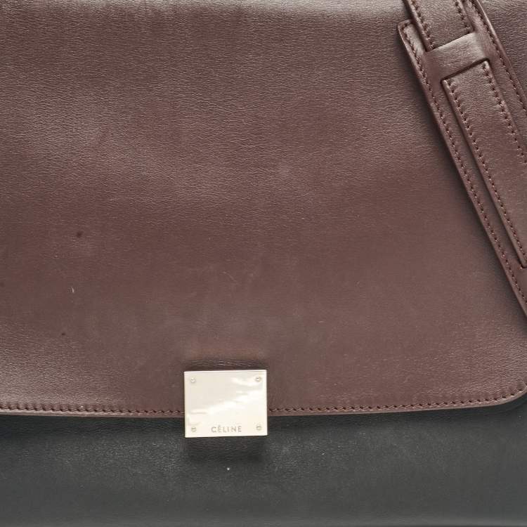 Pre Owned Celine Tricolor Leather and Suede Medium Trapeze Bag