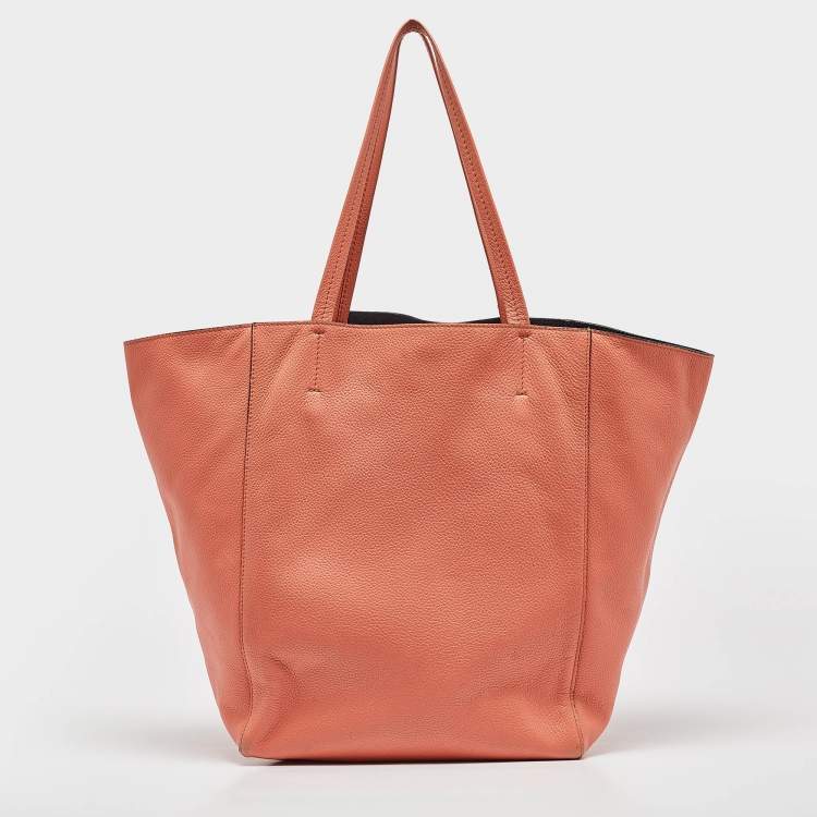Pre Owned Celine Orange Leather Medium Cabas Phantom Tote