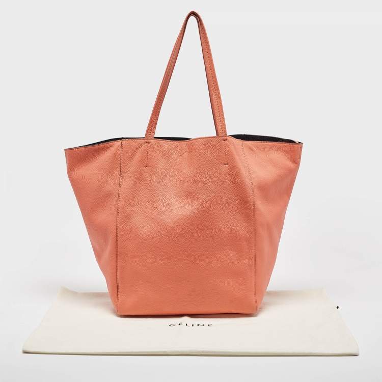 Pre Owned Celine Orange Leather Medium Cabas Phantom Tote