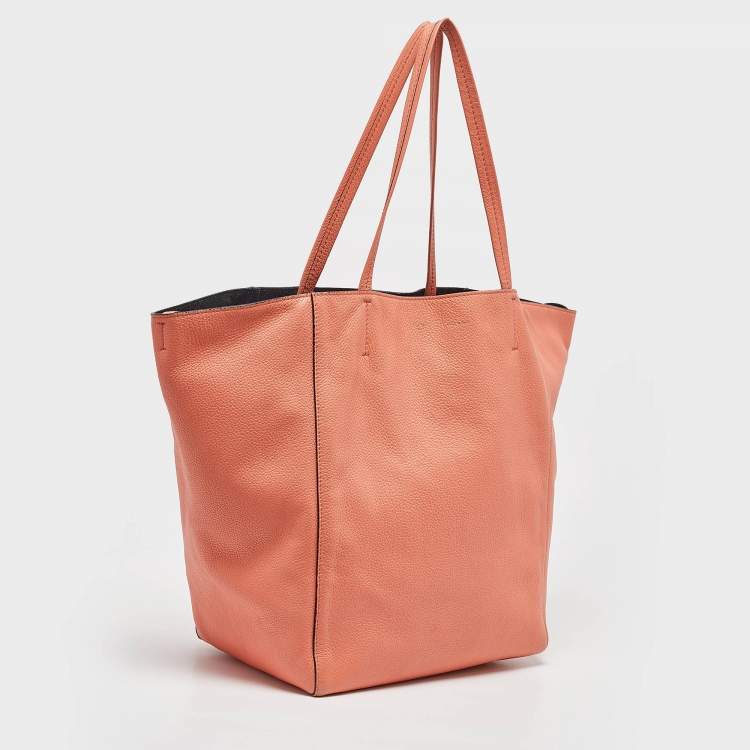 Pre Owned Celine Orange Leather Medium Cabas Phantom Tote