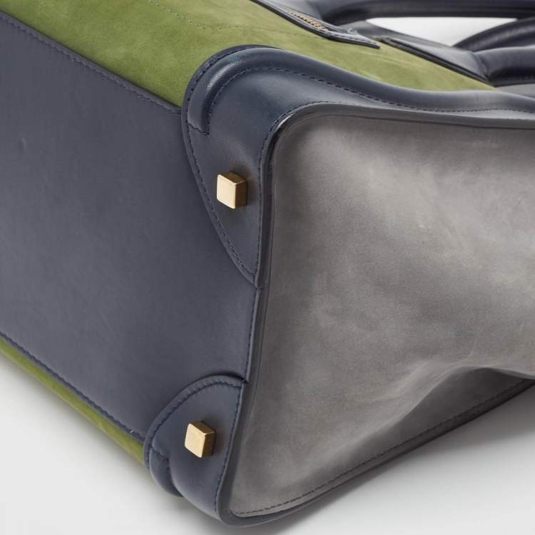 Pre Owned Celine Tricolor Nubuck Leather Mini Luggage Tote