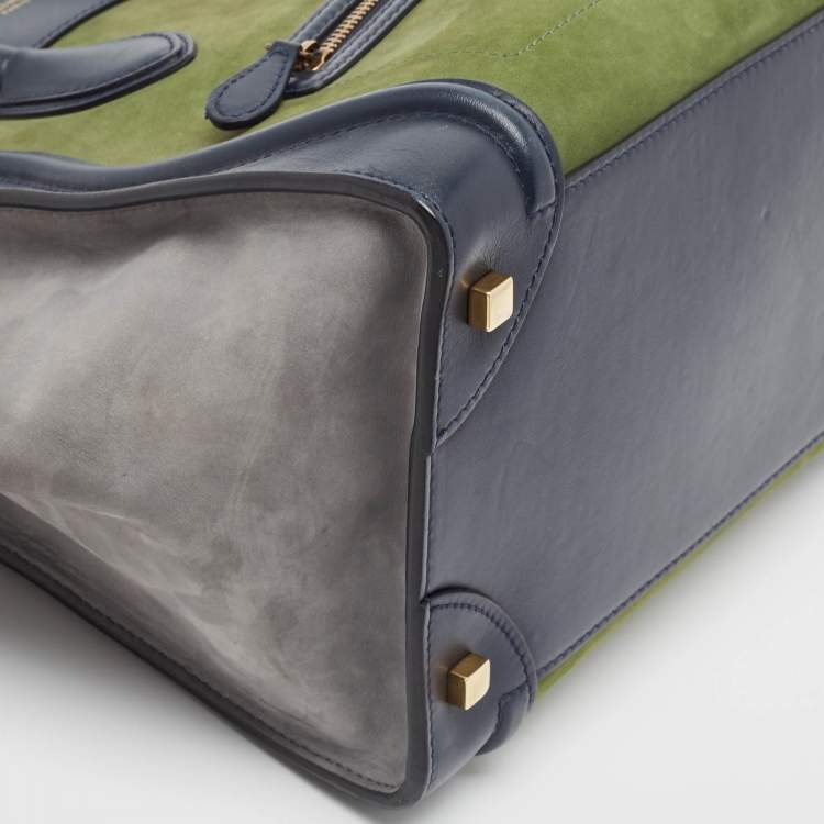 Pre Owned Celine Tricolor Nubuck Leather Mini Luggage Tote