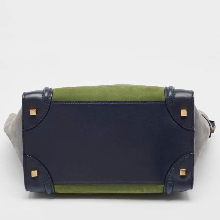 Pre Owned Celine Tricolor Nubuck Leather Mini Luggage Tote