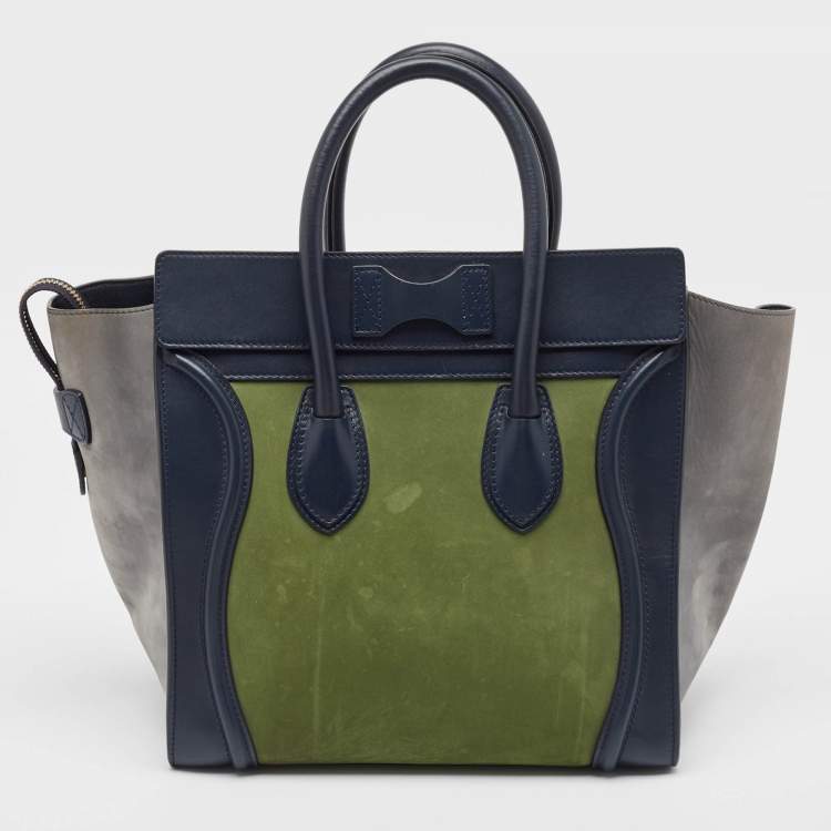Pre Owned Celine Tricolor Nubuck Leather Mini Luggage Tote