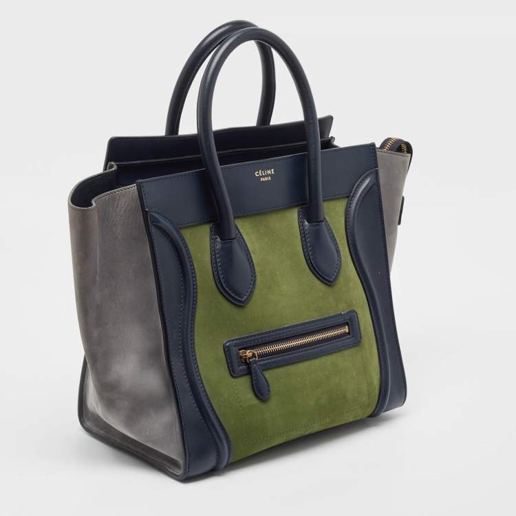 Pre Owned Celine Tricolor Nubuck Leather Mini Luggage Tote