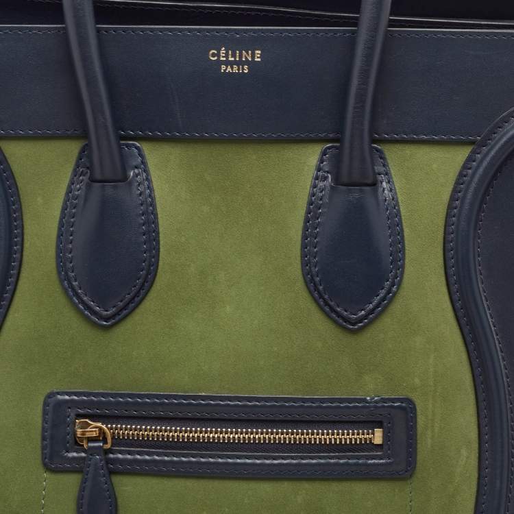 Pre Owned Celine Tricolor Nubuck Leather Mini Luggage Tote