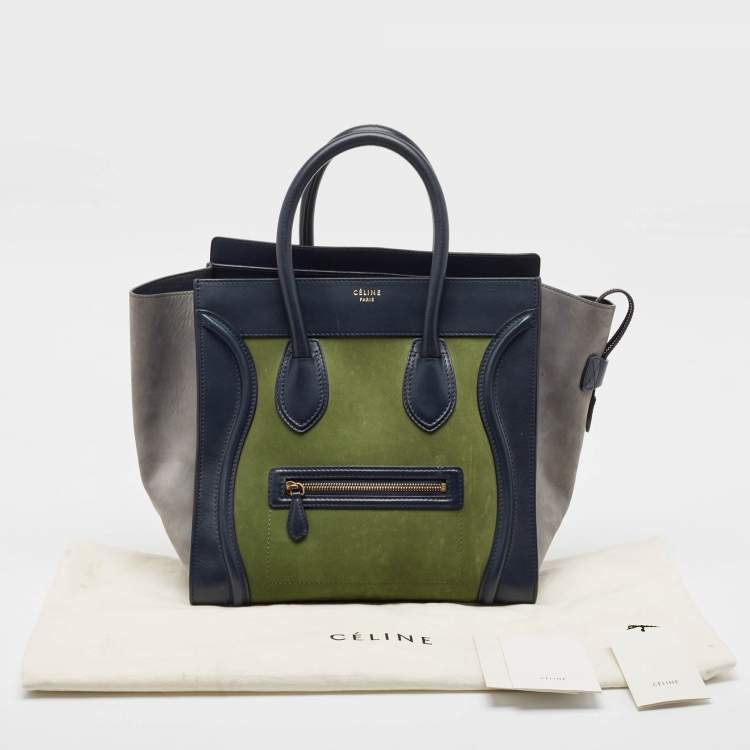 Pre Owned Celine Tricolor Nubuck Leather Mini Luggage Tote