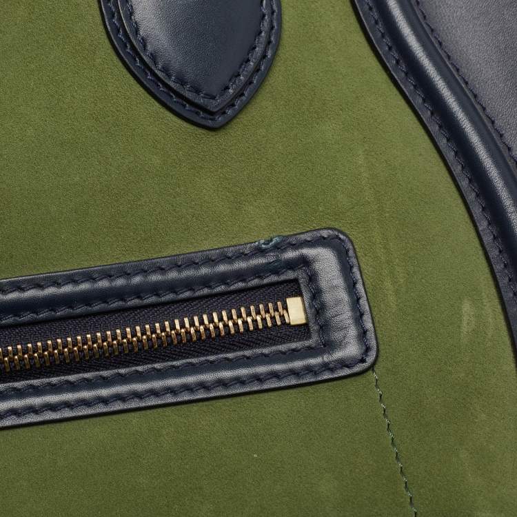Pre Owned Celine Tricolor Nubuck Leather Mini Luggage Tote