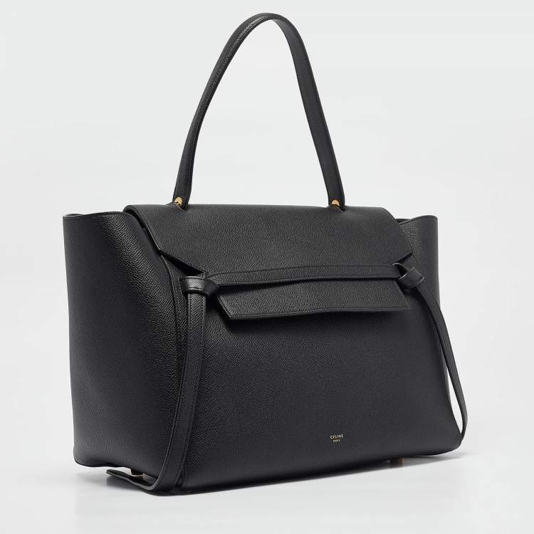 Pre Owned Celine Black Leather Medium Belt Top Handle Bag