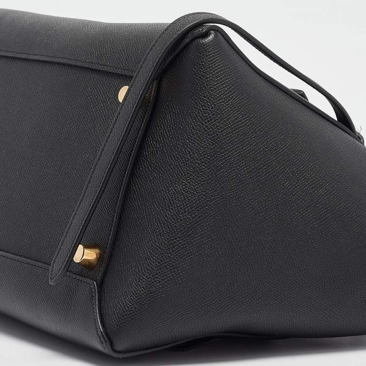 Pre Owned Celine Black Leather Medium Belt Top Handle Bag