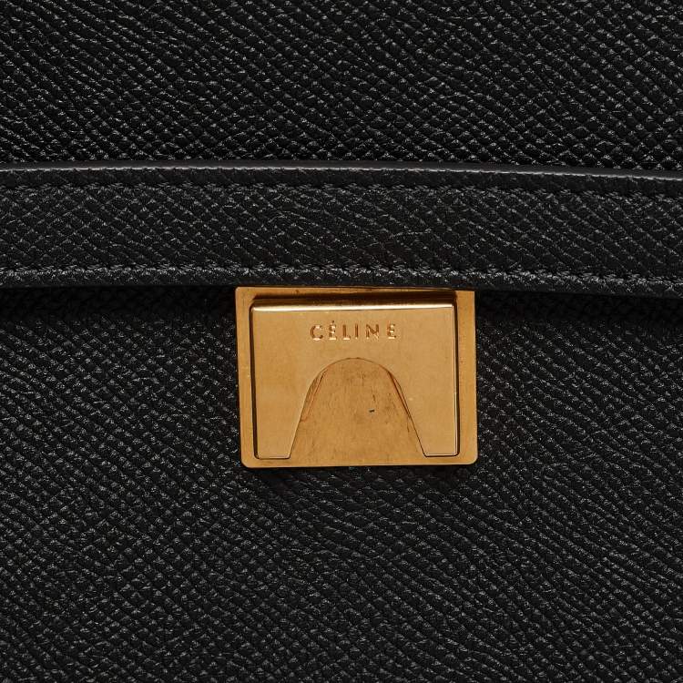 Pre Owned Celine Black Leather Medium Belt Top Handle Bag