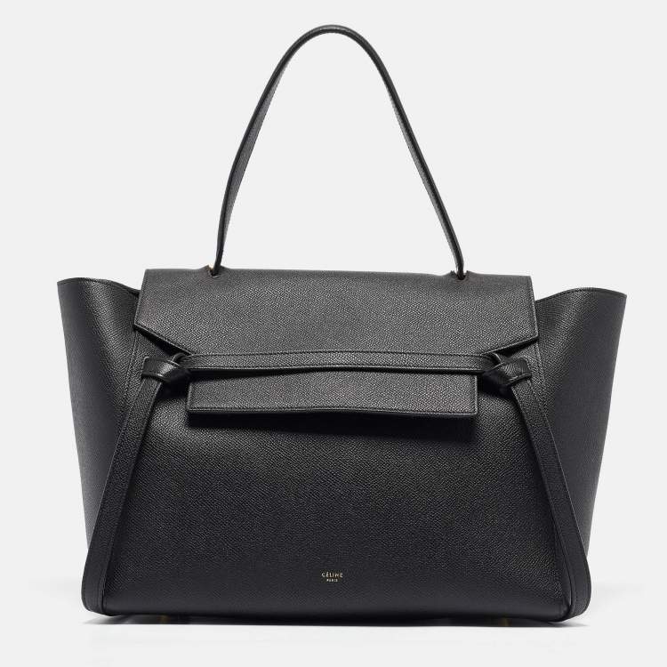 Pre Owned Celine Black Leather Medium Belt Top Handle Bag