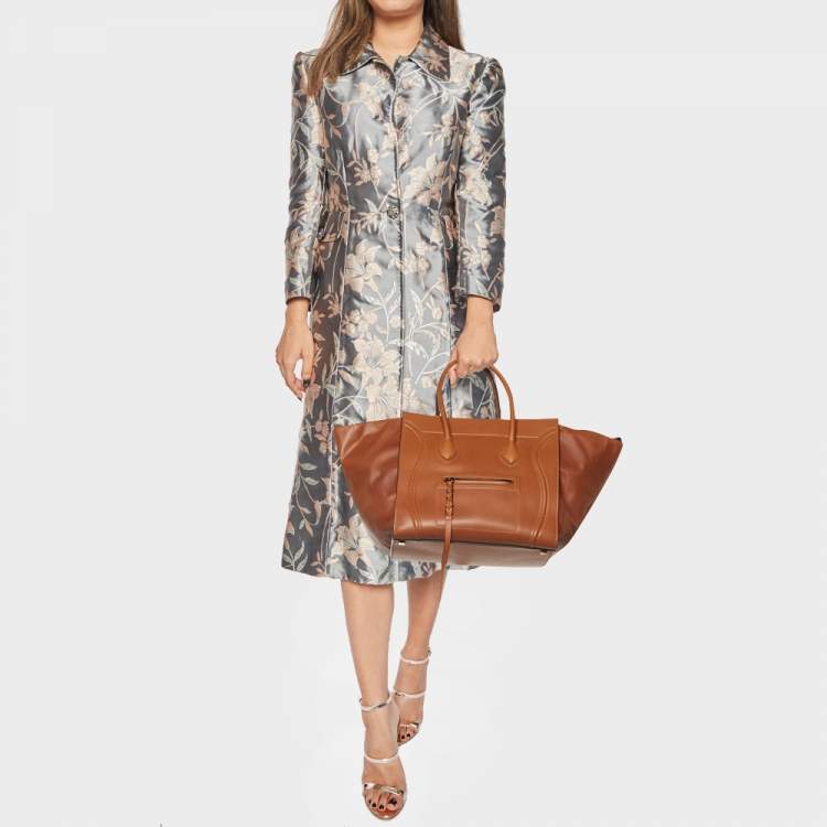 Pre Owned Celine Brown Leather Medium Luggage Phantom Tote