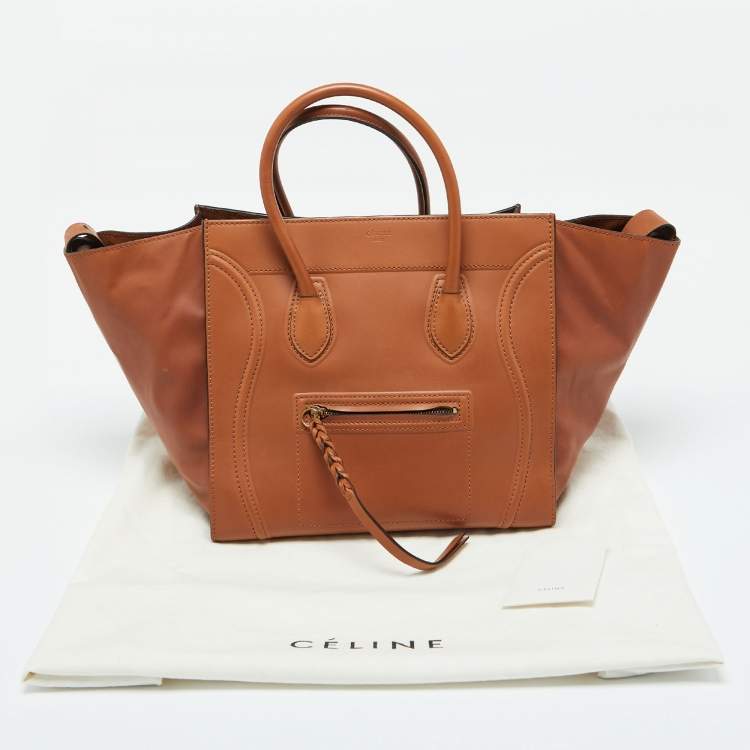 Pre Owned Celine Brown Leather Medium Luggage Phantom Tote