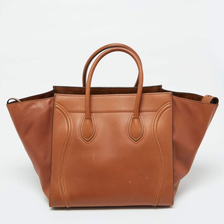 Pre Owned Celine Brown Leather Medium Luggage Phantom Tote