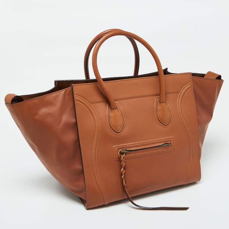 Pre Owned Celine Brown Leather Medium Luggage Phantom Tote