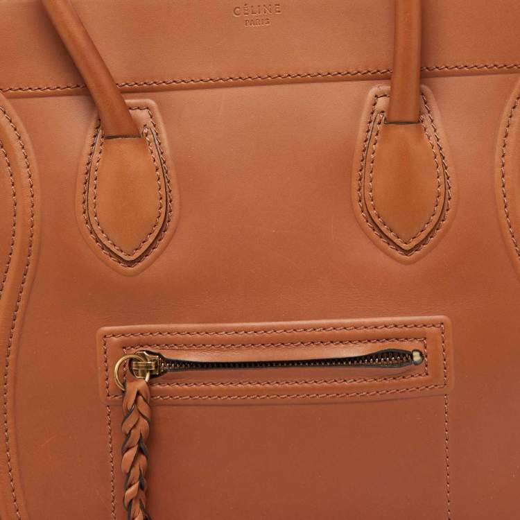 Pre Owned Celine Brown Leather Medium Luggage Phantom Tote