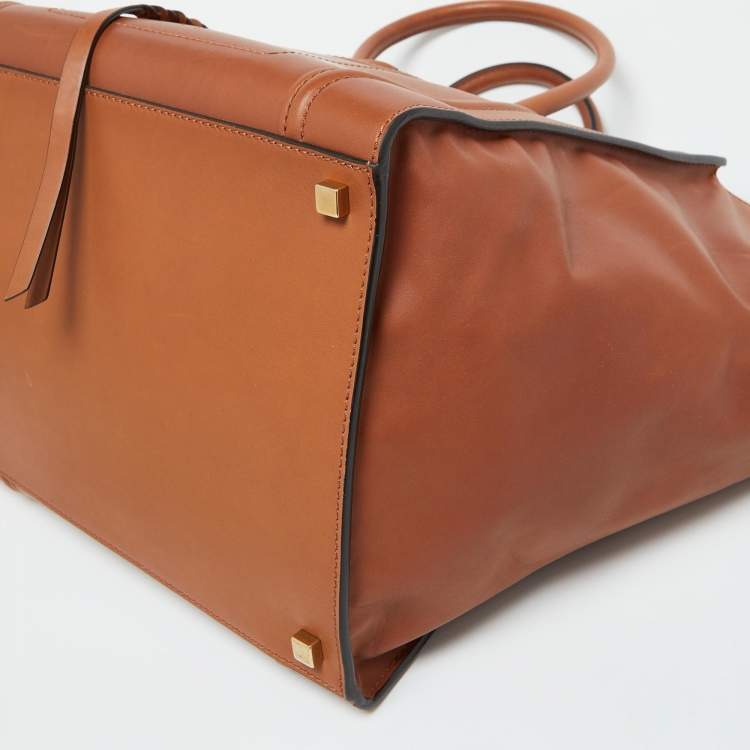 Pre Owned Celine Brown Leather Medium Luggage Phantom Tote