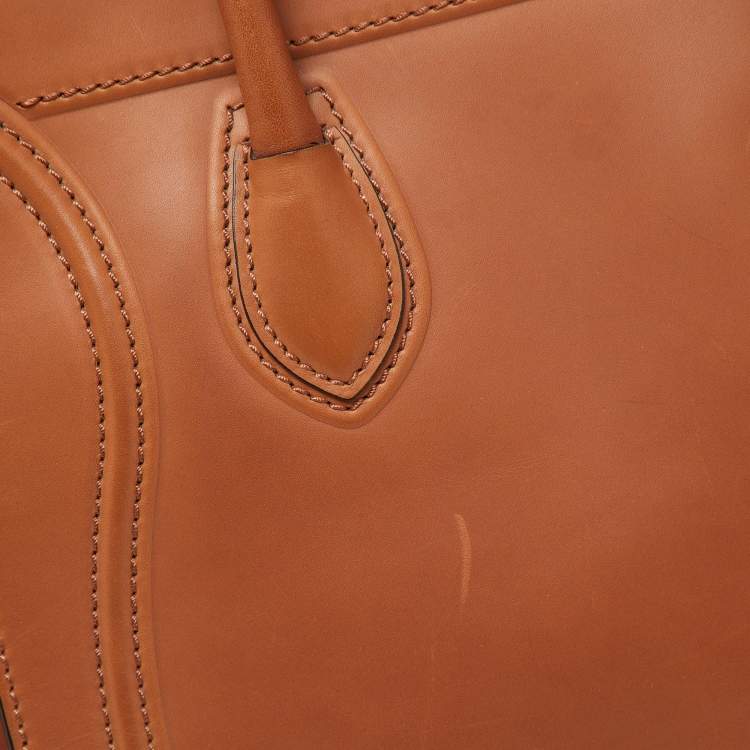 Pre Owned Celine Brown Leather Medium Luggage Phantom Tote