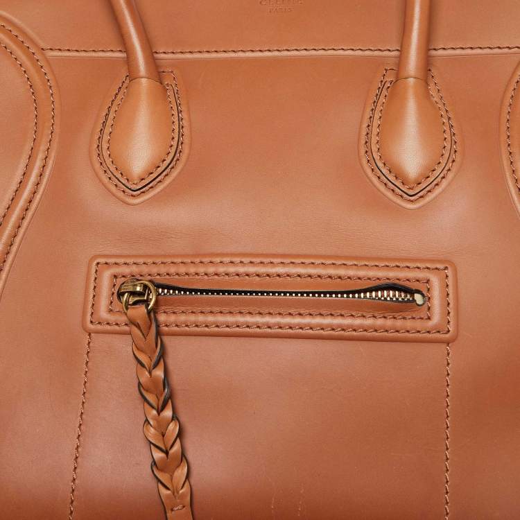 Pre Owned Celine Brown Leather Medium Luggage Phantom Tote