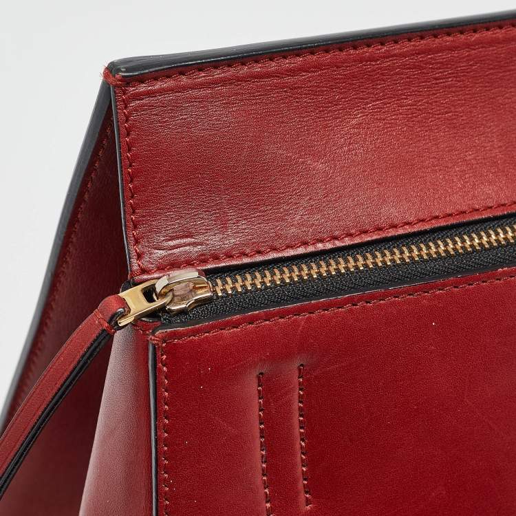 Pre Owned Celine Red Leather Medium Edge Top Handle Bag