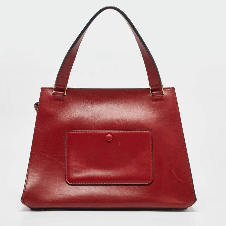 Pre Owned Celine Red Leather Medium Edge Top Handle Bag